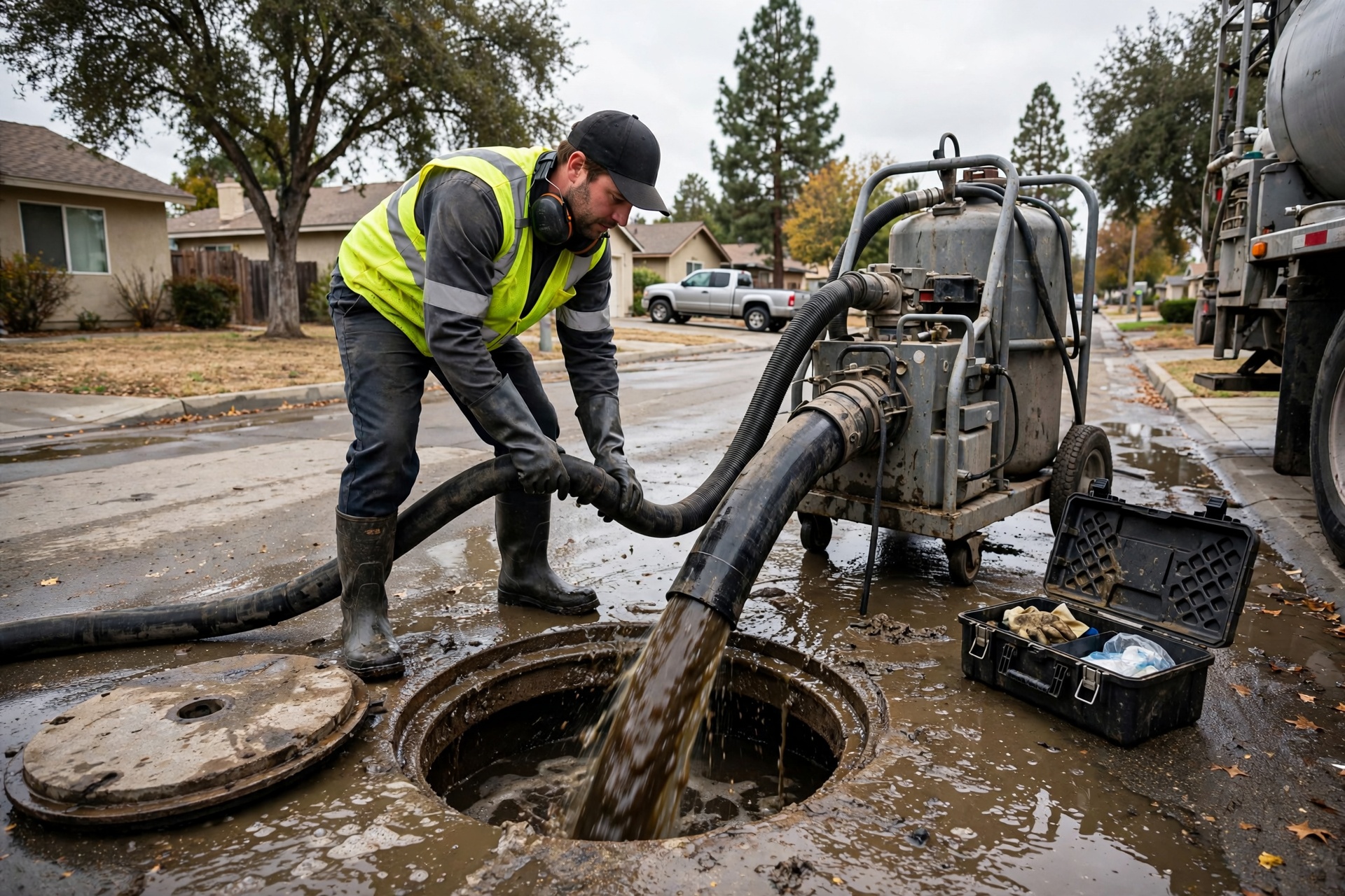 sewage cleanup in Rusch Park